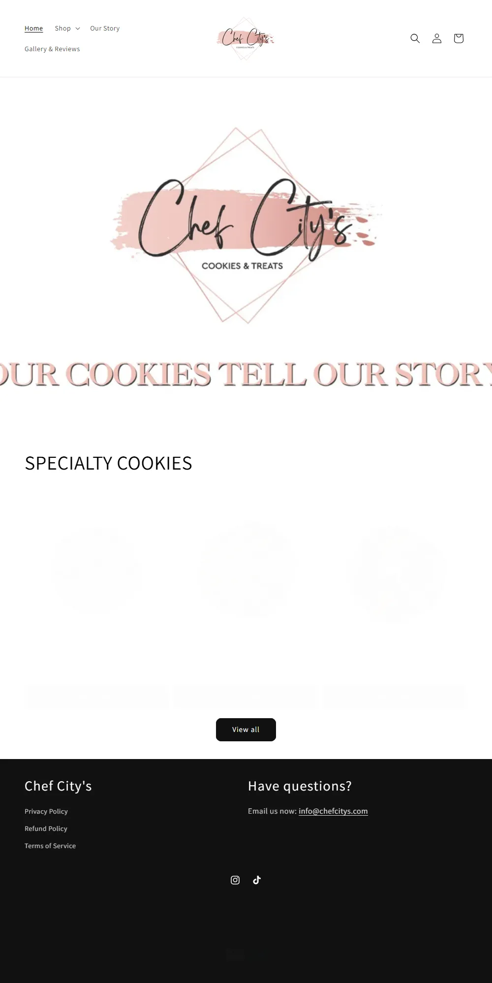 Chef City’s home page on a desktop screen