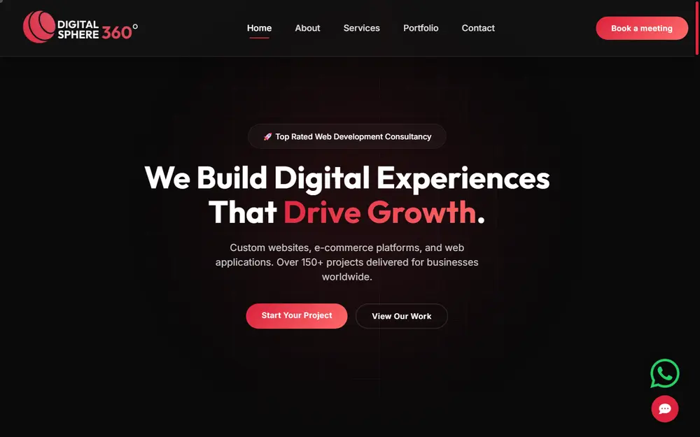 DigitalSphere360 home page on a desktop screen