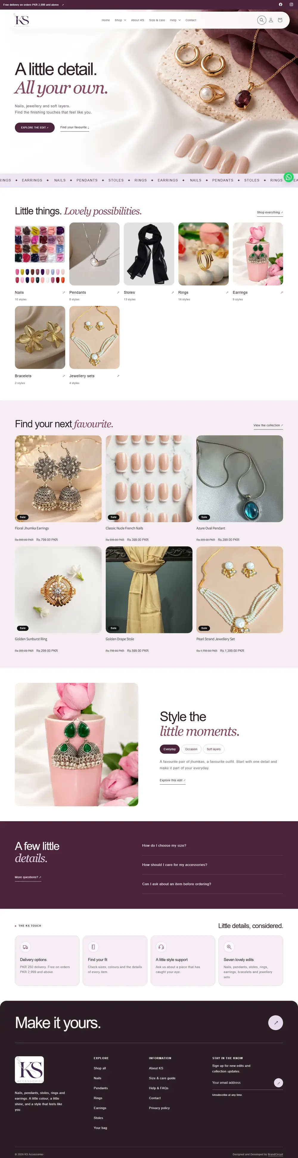 KS Accessories home page on a desktop screen