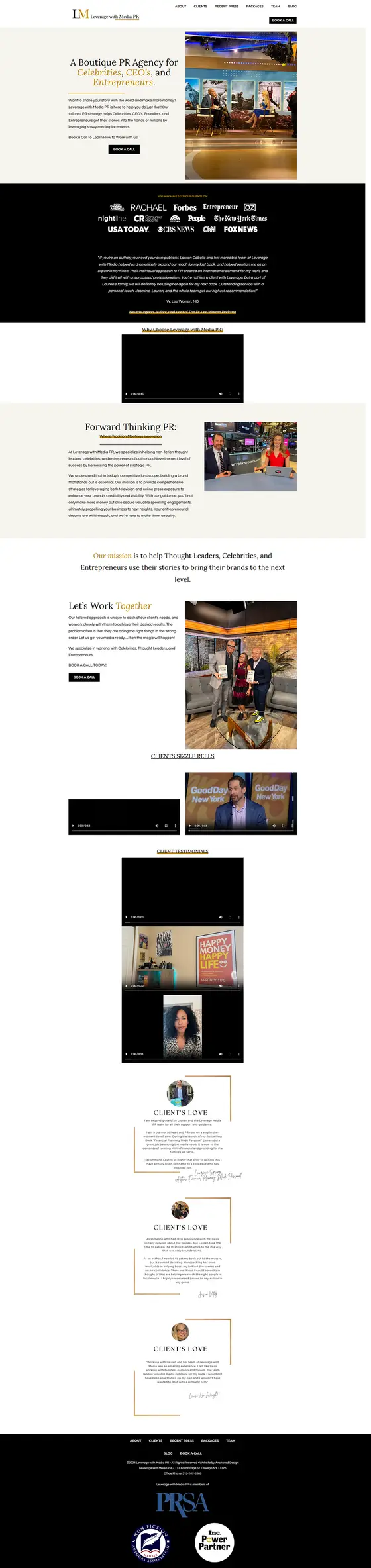 Leverage with Media PR website design