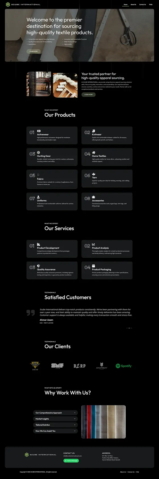 Scube International website design