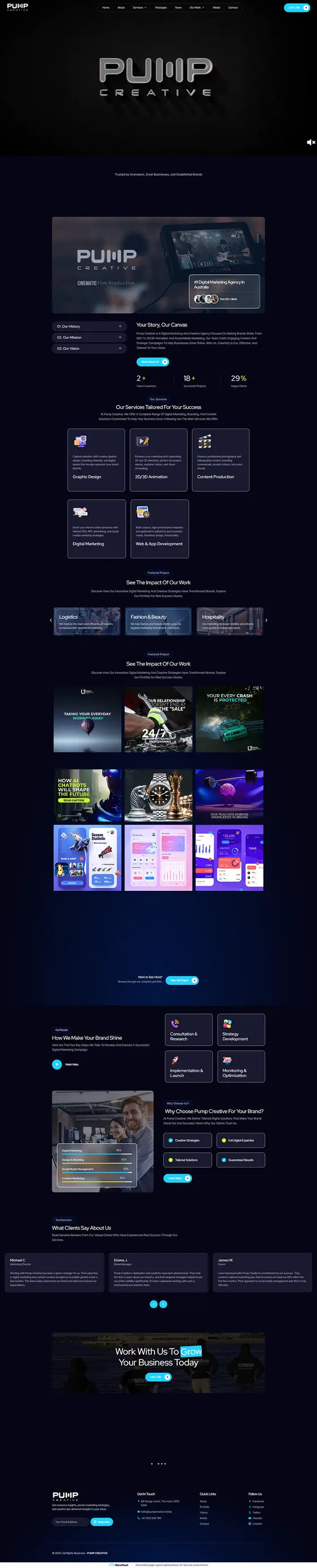 Pump Creative website design