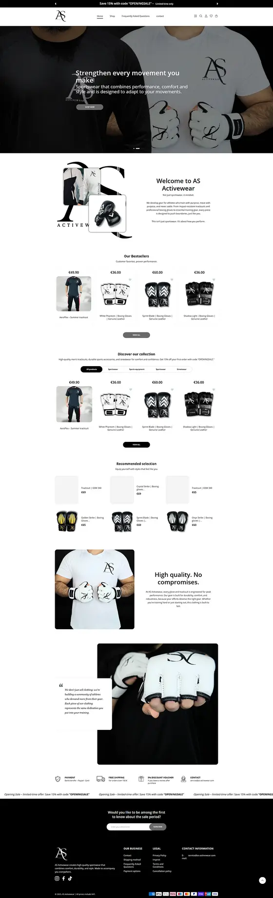 AS Activewear website design
