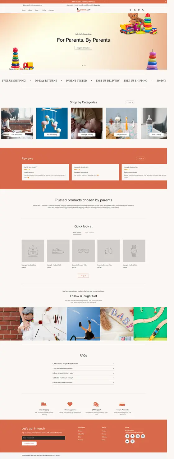 Taught Alot Store website design