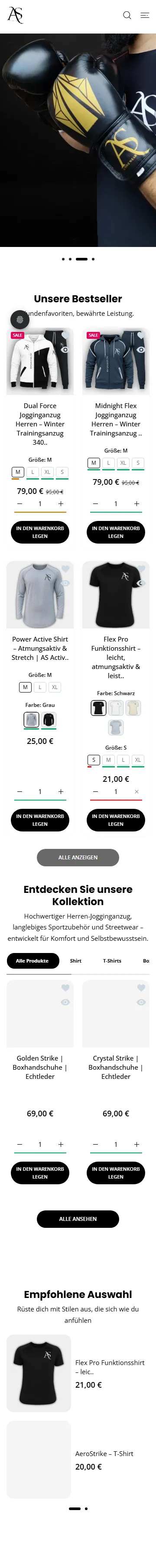 AS Activewear on a phone