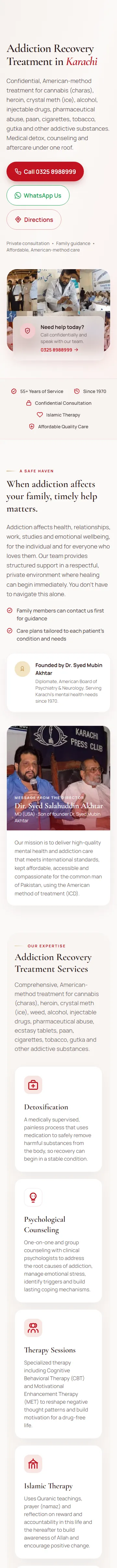 Karachi Addiction Hospital on a phone